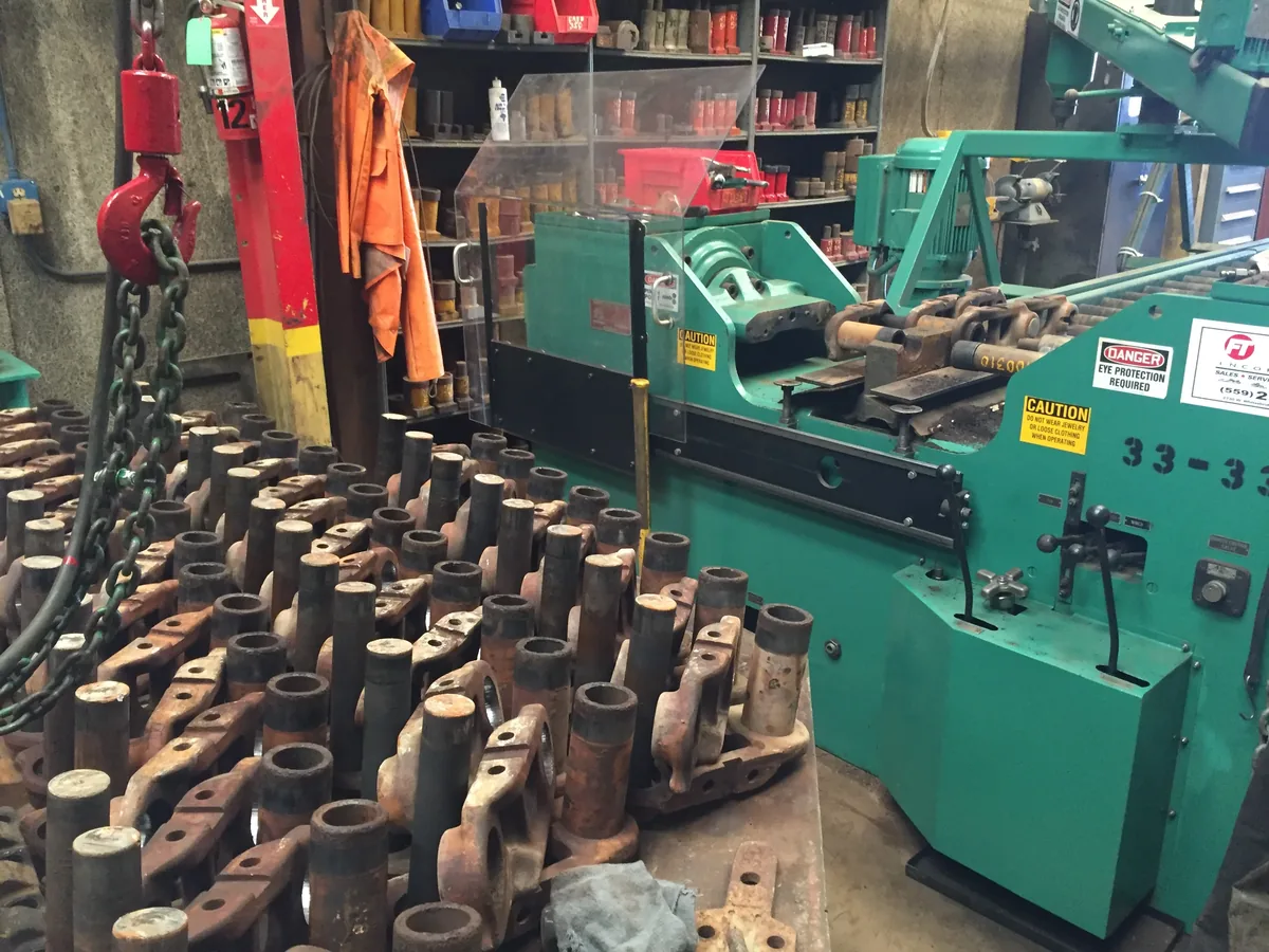 Hydraulic track press in the Fresno Tractor shop